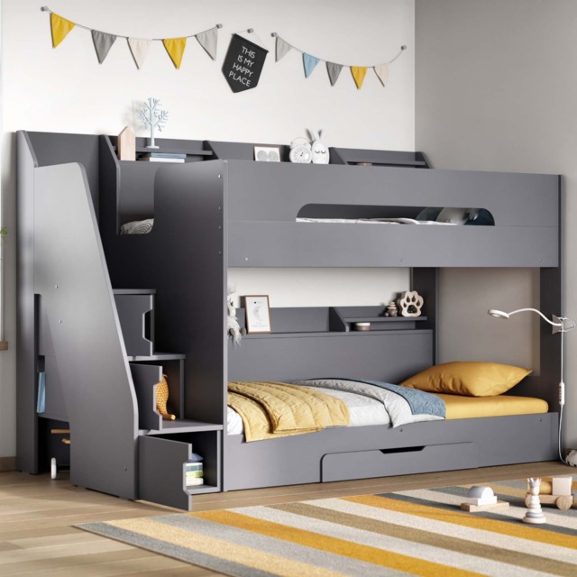 Flair Slick Staircase Bunk Bed with Storage Grey - image 1
