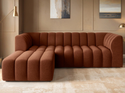 SOLACE+CO Halle Channel Tufted 3 Seater Sofa with Footstool Burnt Orange Chenille - thumbnail 2