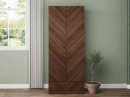 GFW Catania 2 Door 1 Drawer Herringbone Wardrobe-Oak - thumbnail 2