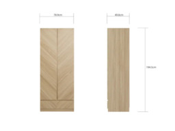 GFW Catania 2 Door 1 Drawer Herringbone Wardrobe-Oak - thumbnail 6
