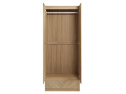 GFW Catania 2 Door 1 Drawer Herringbone Wardrobe-Oak - thumbnail 5
