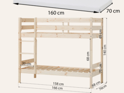 Hoppekids Shorty Bunkbed + Safety Rail-Natural - thumbnail 3