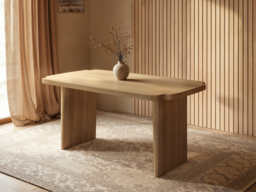 SOLACE+CO Nolan Dining Table Curved Edge and Seating Set-Natural & Beige - thumbnail 4