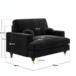 SOLACE+CO Addison Loveseat & Footstool Bundle Black Velvet - thumbnail 7