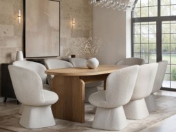 "SOLACE+CO Aiko Curved Back Dining Chair White Chenille  " - thumbnail 4