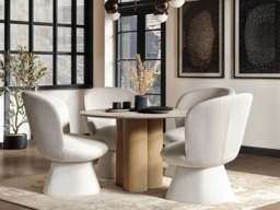 "SOLACE+CO Aiko Curved Back Dining Chair White Chenille  " - thumbnail 2