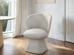 "SOLACE+CO Aiko Curved Back Dining Chair White Chenille  " - thumbnail 3