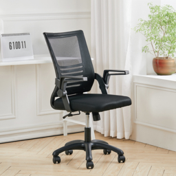 "Living & Home Office Desk Mesh Swivel Chair Computer Ergonomic Chair-Black " - thumbnail 1