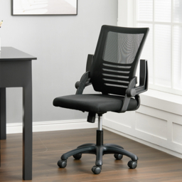 "Living & Home Office Desk Mesh Swivel Chair Computer Ergonomic Chair-Black " - thumbnail 2