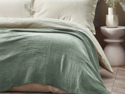 Yard Lark Muslin Cotton Oversized Throw 240x260cm-Eucalyptus - thumbnail 2