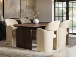 SOLACE+CO Varm & Estella Dining Table with Velvet Chairs -Table + 4 Chairs- Beige - thumbnail 1