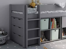 Kids Avenue Estella Mid Sleeper Bed with Pull Out Desk and Storage Grey - thumbnail 4