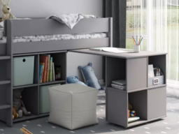 Kids Avenue Estella Mid Sleeper Bed with Pull Out Desk and Storage Grey - thumbnail 5