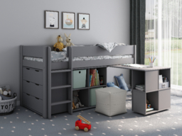 Kids Avenue Estella Mid Sleeper Bed with Pull Out Desk and Storage Grey - thumbnail 6