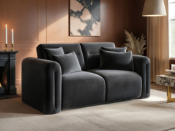 SOLACE+CO Mabel 2 Seater Sofa Charcoal Velvet - thumbnail 2