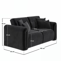SOLACE+CO Mabel 2 Seater Sofa Charcoal Velvet - thumbnail 7