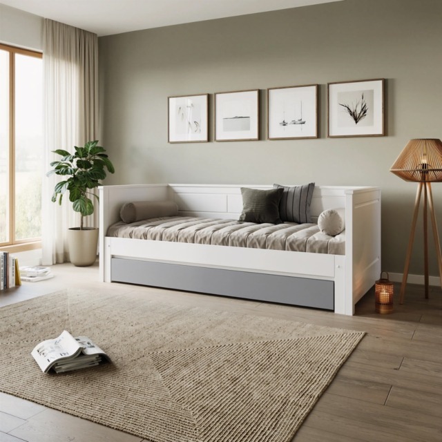Noomi Erika Guest Bed White & Grey with Drawer (FSC-Certified) - image 1