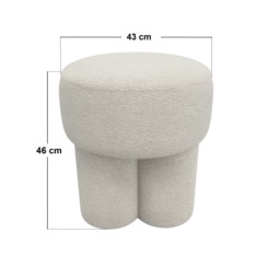 SOLACE+CO Ferro High Round Pouffe Beige Sherpa Fleece - thumbnail 3