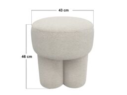 "SOLACE+CO Ferro High Round Pouffe Stool Beige Sherpa Fleece " - thumbnail 4