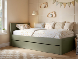 Flair Oli Single Wooden Bed with Drawers Green - thumbnail 2