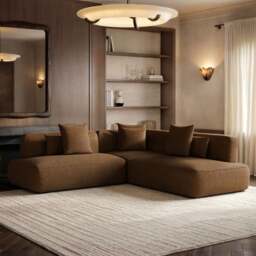 SOLACE+CO Luna Large Corner 5 Seater Sofa Brown Chenille