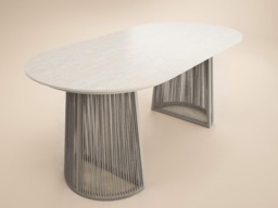 SOLACE+CO Hana Oval Garden Dining Table Beige with Lynden Chairs Set of 4 Beige Rattan - thumbnail 4