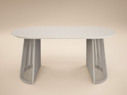 SOLACE+CO Hana Oval Garden Dining Table Beige with Lynden Chairs Set of 4 Beige Rattan - thumbnail 5