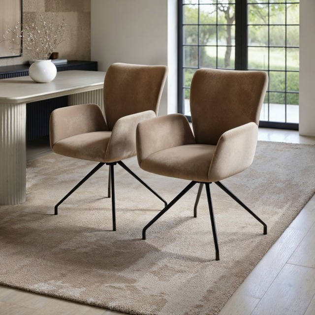 SOLACE+CO Kora Swivel Dining Chair Set of 2 Mocha Chenille - image 1