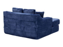 Living & Home Corduroy Chaise Lounge Blue Sofa Bed with Cup Holder & Cushions Fabric-Blue - thumbnail 5