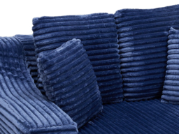 Living & Home Corduroy Chaise Lounge Blue Sofa Bed with Cup Holder & Cushions Fabric-Blue - thumbnail 3
