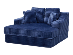 Living & Home Corduroy Chaise Lounge Blue Sofa Bed with Cup Holder & Cushions Fabric-Blue - thumbnail 4