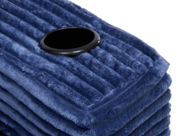 Living & Home Corduroy Chaise Lounge Blue Sofa Bed with Cup Holder & Cushions Fabric-Blue - thumbnail 7