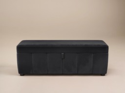 SOLACE+CO Emilie Ottoman Blanket Box Black Velvet - thumbnail 6