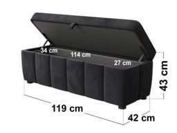SOLACE+CO Emilie Ottoman Blanket Box Black Velvet - thumbnail 4