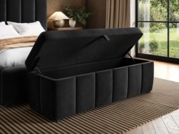 SOLACE+CO Emilie Ottoman Blanket Box Black Velvet - thumbnail 2