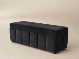 SOLACE+CO Emilie Ottoman Blanket Box Black Velvet - thumbnail 5