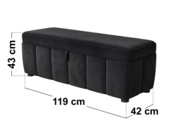 SOLACE+CO Emilie Ottoman Blanket Box Black Velvet - thumbnail 3