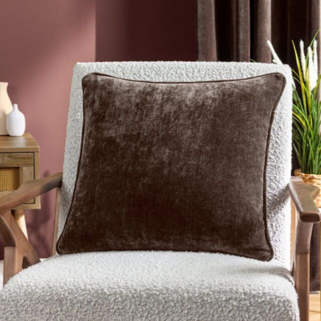 Yard Heavy Chenille 50 x 50cm Feather Cushion -Brown - image 1