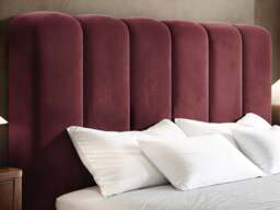 SOLACE+CO Emilie Ribbed Ottoman Double Bed Burgundy Velvet - thumbnail 4