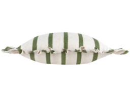 Wylder Connie Rectangular Striped Ruffle Feather Cushion - Moss - thumbnail 4