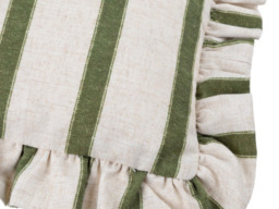 Wylder Connie Rectangular Striped Ruffle Feather Cushion - Moss - thumbnail 3