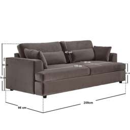 SOLACE+CO Drew 3 Seater Mocha Velvet Sofa - thumbnail 6