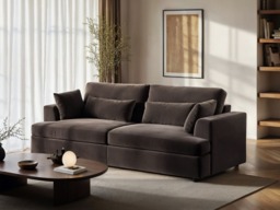 SOLACE+CO Drew 3 Seater Mocha Velvet Sofa - thumbnail 2