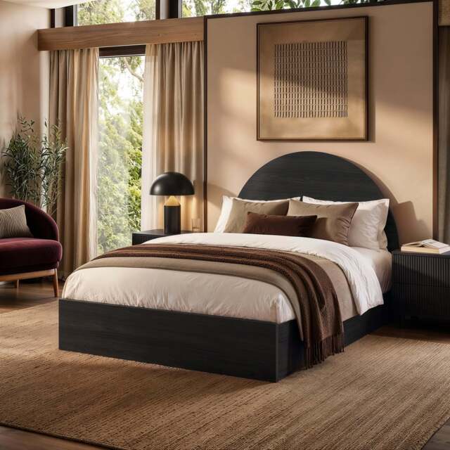 Flair Allison Ottoman Bed with Curved Headboard Black Kingsize - image 1