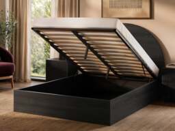 Flair Allison Ottoman Bed with Curved Headboard Black Kingsize - thumbnail 3