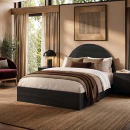 Flair Allison Ottoman Bed with Curved Headboard Black Kingsize - thumbnail 1
