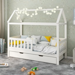 Noomi Essie Solid Wood Shorty House Bed White (FSC-Certified) - thumbnail 1