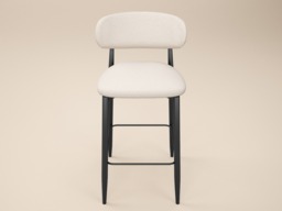 " SOLACE+CO Cyra Set of 2 Bar Stools with Curved Back & Footrest Beige Chenille" - thumbnail 3
