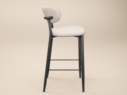 " SOLACE+CO Cyra Set of 2 Bar Stools with Curved Back & Footrest Beige Chenille" - thumbnail 4