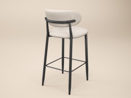 " SOLACE+CO Cyra Set of 2 Bar Stools with Curved Back & Footrest Beige Chenille" - thumbnail 5